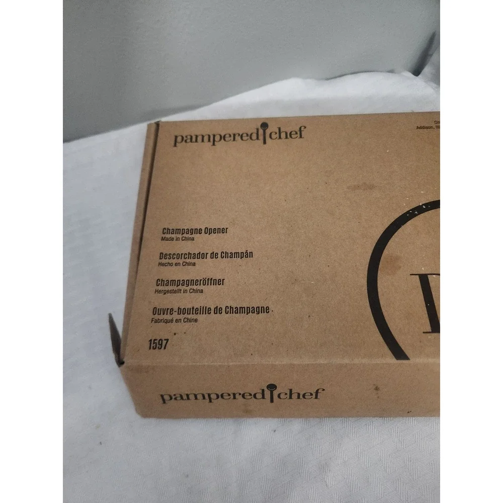 Pampered Chef Champagne Opener 1597 Black Chrome Bar Tool New in Box
